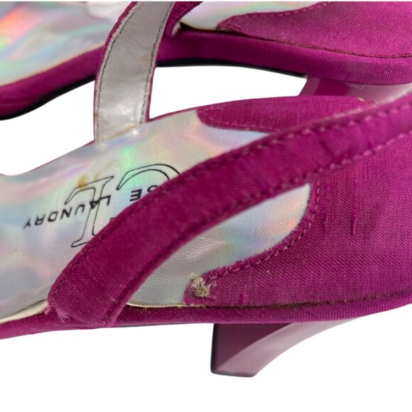 Chinese Laundry Fuchsia Heeled Sandals Sequins 4" Heels Strappy Womens Size 5.5M - Picture 4 of 12